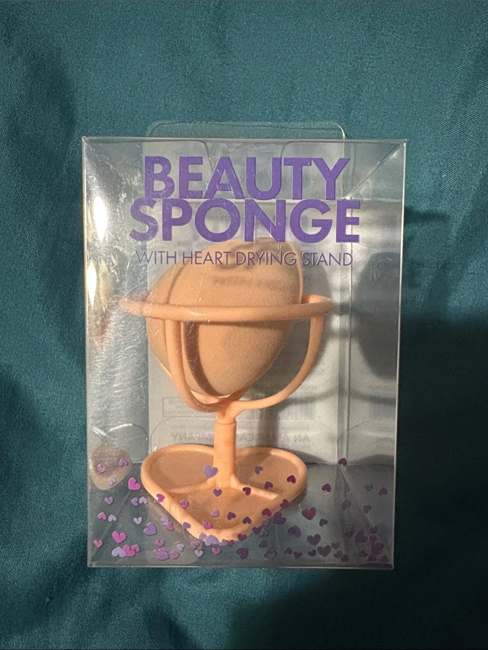 Beauty Sponge with Heart Drying Stand - Peach